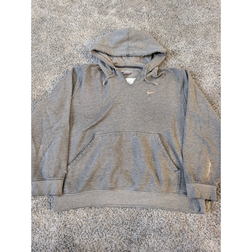 Distressed Thrashed Vintage Nike Gray Pullover‎ Hoodie Sweatshirt Size L